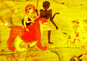 goddess fighting with devils