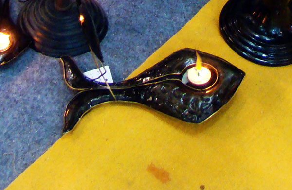 iron fish candle holder